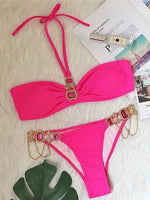 Halter Crystal Rhinestone Diamond Bikini 2026 Female Swimsuit Women Swimwear Two Pieces Bikini set Brazilian Bathing Suit Swim