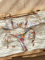 Printed Mini Micro Thong Bikini Women Swimwear Female Swimsuit High Leg Cut Bather Bathing Suit Swim Two-pieces Bikini set K8096