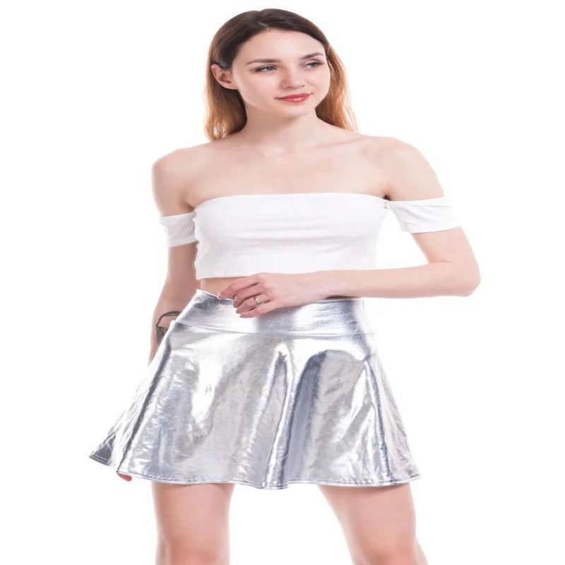 Sexy Leather Skirt for Women Party Dancing Club Wear Short Skirts Leather Mini Skirts Nightclub Stage Umbrella Dancing Skirt