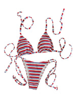 S - XL Striped Halter Bikini Women Swimwear Female Swimsuit High Cut Leg Bather Bathing Suit Swim Two-pieces Bikini set K8043