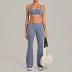 Women's Yoga Sets Sports Fitness Sling Cross Beauty Back Bra Training High Waist Hips-Lifting Flare-Pants Suits Gym Workout Sets