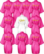 Bridesmaid Robes Satin Bridal Party Embroidered Bride Design, Kimono Sleeves, Smooth Satin Feel, for Getting Ready Photos, Brida