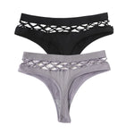 2Pcs/Set Seamless Thongs Panties Women High Rise Underwear Sexy Lingerie Bottoms Female Underpants Hollow G-String Pantys M-L