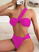 Sexy One Shoulder Bikinis Sets 2024 Women Black Push Up Pleate High Waist Swimsuit Beach Bathing Suit 2 Piece Swimwear Biquini
