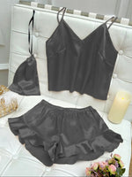 Women's Silk Comfortable Strap Sleepwear Thin Vest Shorts Home Clothes Set Sexy Sleepwear Breathable Lightweight Nightgown