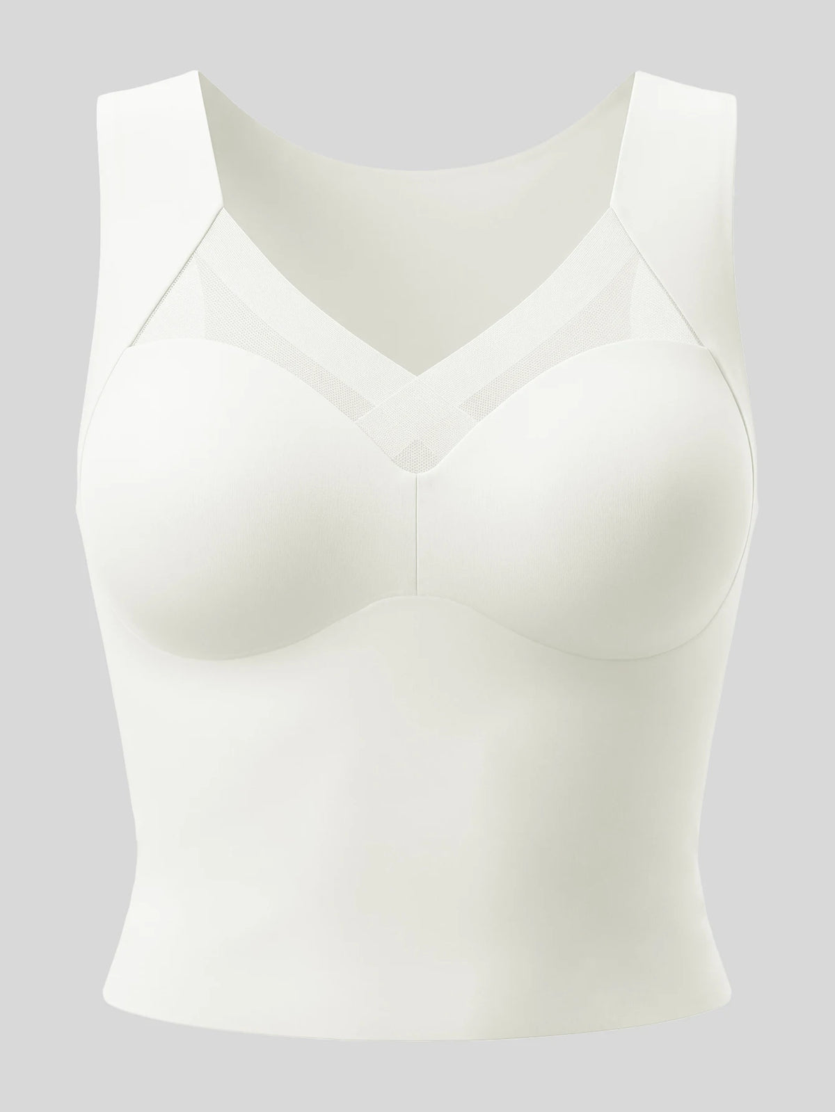 Yoga Sports Bra Elegant Wireless Fixed Cup Tank Bra Front Crisscross Mesh Seamless Back for Daily Party Dating Outfits