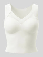 Yoga Sports Bra Elegant Wireless Fixed Cup Tank Bra Front Crisscross Mesh Seamless Back for Daily Party Dating Outfits