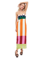 Elegant High Waist 2025 Party Long Dress Fashion Casual New Striped Colorful Women Sexy Spaghetti Strap Bohemian Mixi Dresses