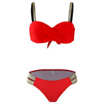 New S - XL Bra Bikini Push Up Swimsuit Female Swimwear Women Two-Pieces Bikini Set With Cup Bather Bathing Suit Swim Lady V2310