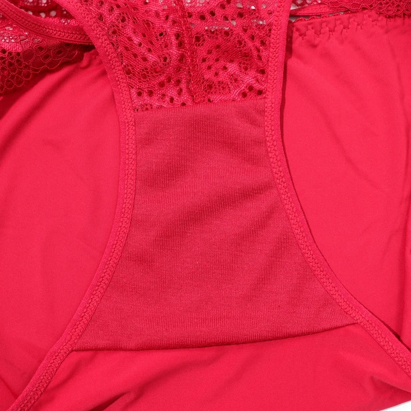 Beauwear Half Transparent Lace Underwear for Women Solid Color Panties Unlined Lingerie