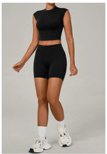 Naked Yoga Sets Women Quick Drying Slim Sports Shirt Fitness Suit Outdoors Sport High Waist Shorts Tight Running Workout Clothes