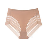 3Pcs/Set Shapewear Women Mid-Rise Shaping Briefs with Mesh Striped Back Plus Size Slimming Underwear Comfort Wear Panties M-3XL