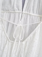 Foridol White Beach Summer Dress Women Backless Cotton Lace Short Autumn Sundress Women Clothing Halter A-line Pleated Dress