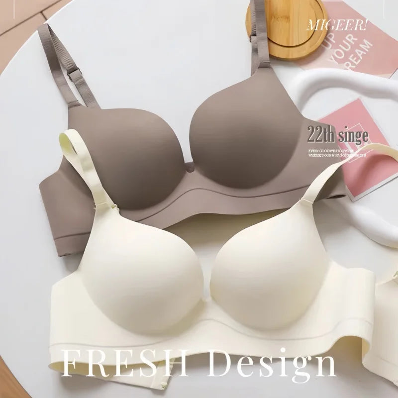 Small Chest Push-Up Bras Women Seamless Underwear Gathered Non-wire Sexy Lingerie Comfort 3/4 Cup Bra Solid Color Brassiere