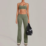 Women's Yoga Sets Sports Fitness Sling Cross Beauty Back Bra Training High Waist Hips-Lifting Flare-Pants Suits Gym Workout Sets