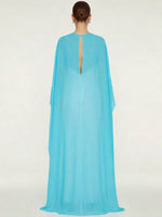 Women's Sheer Chiffon Cape Bat Sleeve Floor Length Shawl Elegant Cover Up Tops Party Evening Cape Blouse f