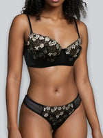Floral Embroidery curve Lingerie set romantic lace sexy underwire bra & panty 2pcs breathable bralette See-through