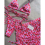 3 Pieces Bikini Set Wiht Mini Skirt Women Swimwear 2024 Sexy Bikinis Bandeau Push Up Beachwear Bodysuit Thong Biquini Female