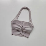 Women's Yoga Sports Bra Sexy Neckband Chest Cushion Beautiful Back Fashionable Pleat Gathering Sports Bra for Fitness