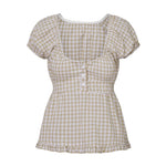 Summer Women Short Sleeve T-shirt Solid Color Low-necked Pleated Hem Casual Tops Y2K Retro Shirts