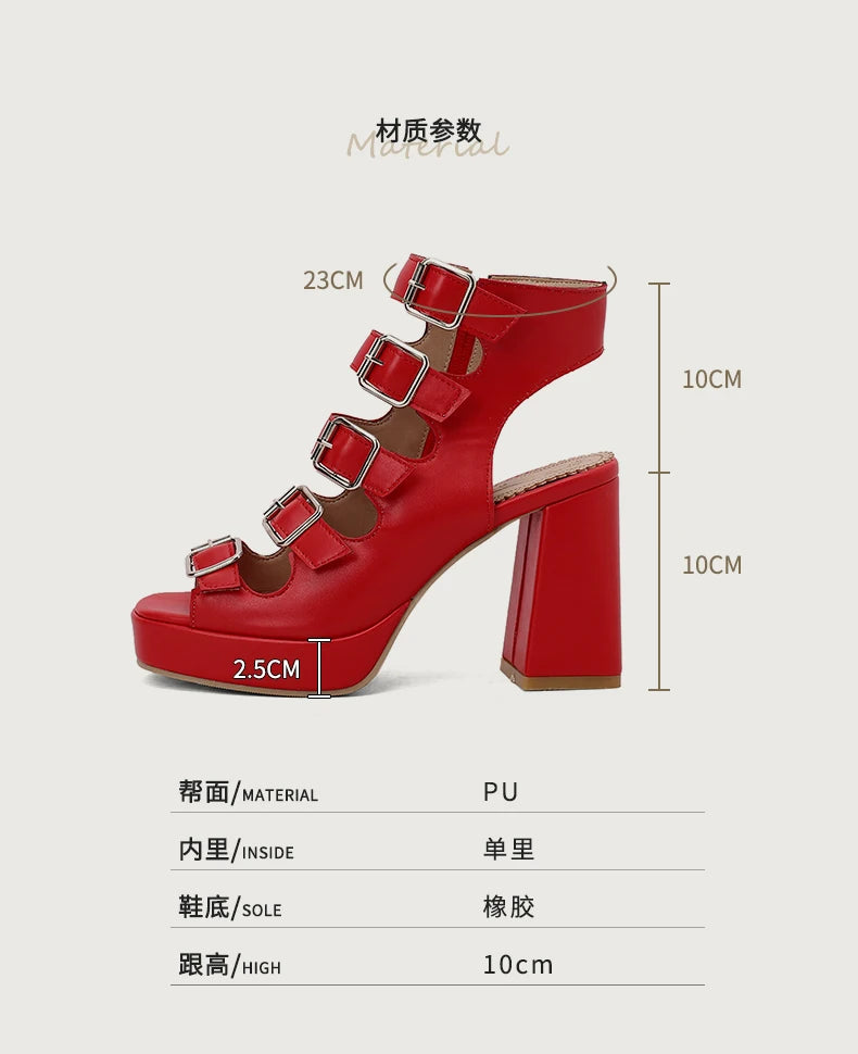 NASBAVI Women Sandals High Heels Summer Fashion Ankle Buckle Strap Female Gladiator Sandals Platform Shoes Block Heels Size 45