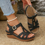 Plus Size 43 Ankle Buckle Wedges Sandals Women Summer Thick Sole Gladiator Sandals Woman Lightweight Non Slip Casual Sandles