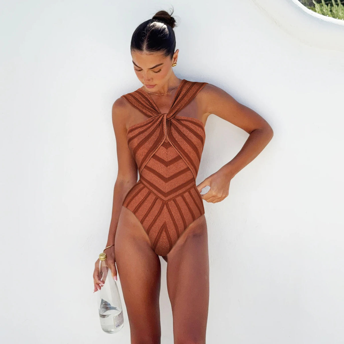 One Piece Swimsuit 2025 New Sexy Solid White Ruffle Swimwear Women Yellow Bathing Suit Beach Wear Backless Monokini