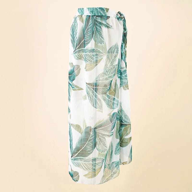 Women Bathing Suit Wrap Summer Ruffle Long Sarong Cover Ups Swimsuit Beach Skirt Bikini Cover Up Swimwear Beach Wrap Skirt