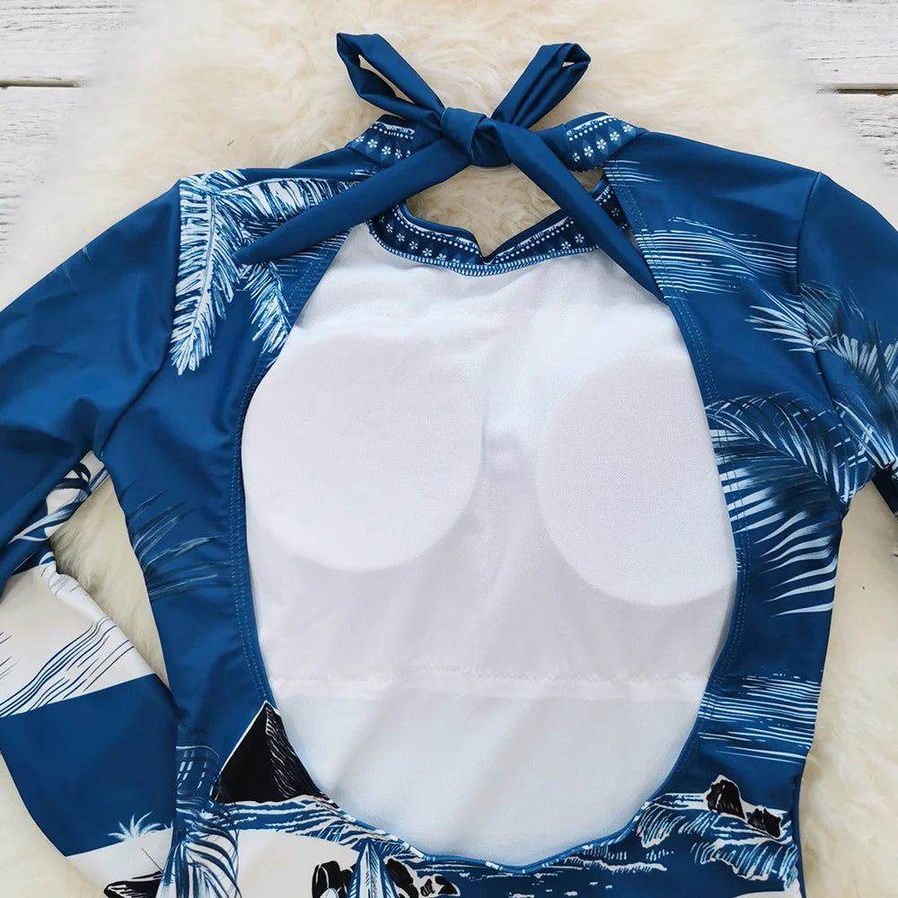 2026 Surfing Sport Swimsuit Long Sleeves Women One Piece SwimsuitSwimwear Solid Monokini Bathing Suit Tropical Bodysuit Female