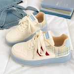Autumn Mix Color Plaid Sneakers Women Breathable Lace Up Sports Shoes Woman Comfortable Soft Insoles Running Casual Shoes Female