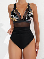 Sexy Black One Piece Swimsuit 2026 Women Mesh Patchwork Transparent Tummy Control Swimwear Bathing Suit See Through Monokini