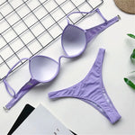 New Sexy V-bar Underwired Bra Push Up Bikini Women Swimwear Female Swimsuit Two-pieces Set V Wire Bather Bathing Suit Swim V1732