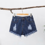 Summer Stretchy Hot Short Pants Women's High Waisted Cut Off Denim Shorts Ripped Distressed Frayed Hem Jeans Shorts