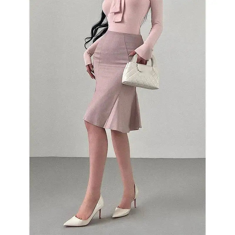 Pure Desire Style Gentle Sexy High Waist Slimming Ruffled Mid-Length Bodycon Mermaid Skirt Slim Women Mini Skirts 2026 New EVP8