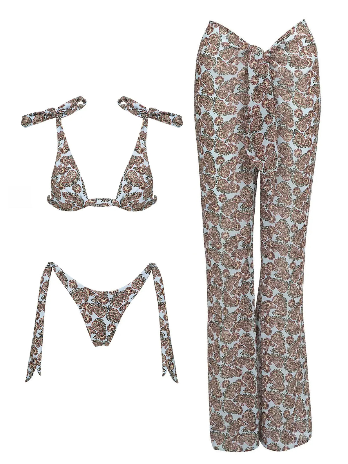 2026 Fashionable Boho Chic Bikini Set with Unique Paisley Design Perfect for Beach Wear and Pool Parties Summer Getaways