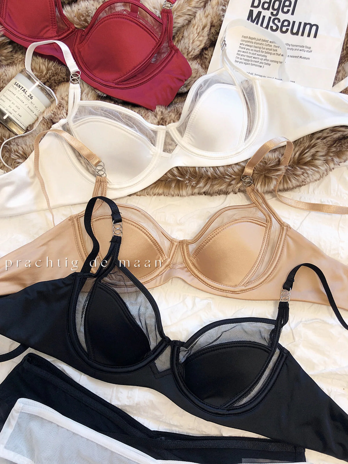 1 Set/Women Underwear Set Sexy Lace Push Up Bra French Thin Cup Comfort Brassiere Summer Mesh Breathable Bralette Lingerie Set