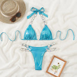 Sexy Halter Shiny Diamond Bikini Women Swimwear Female Swimsuit Two-pieces Bikini Set Brazilian Bathing Suit Swim Beachwear Lady