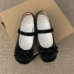 Preppy Butterfly-Knot Low Heel Mary Janes Women Vintage Solid Buckle Strap Pumps Woman Cute Sweet Lolita Single Shoes for Ladies