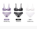 French Sexy Lace Bra for Small Boobs, Wirefree Bralette Ultra Thin, Light Support Traceless Bra Women White Lingerie Set MOYISU