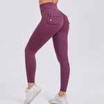 Women's Seamless Yoga Leggings Pants Sports Fitness Peach Hip-lifting Workwear Pocket Tight Trousers Workout Gym Leggings