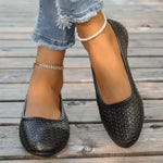 Women's Handmade Weaving Hollow Mesh Flat Shoes Lightweight Breathable Ballet Flats Summer Soft Comfortable Beach Sandals