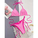 Sexy 7 Colors Halter Brazilian Bikini Female Swimsuit Women Swimwear Two-Pieces Bikini Set Bather Bathing Suit Swim Lady V3860