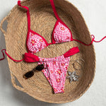 2026 Summer Women's Micro Bikini Set Floral Print Push Up Thong Bathing Suit Beachwear Sexy Halter Lace-up Swimsuit Holiday Look