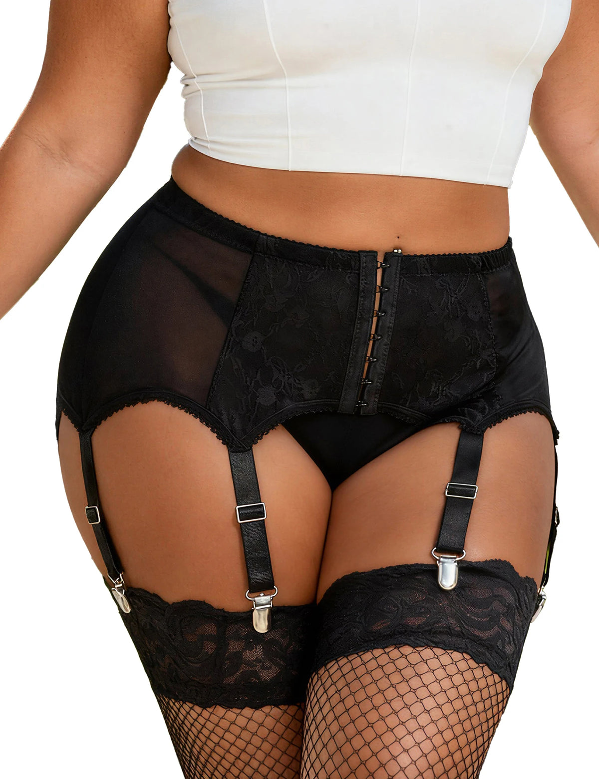 Ohyeah White Sexy Garter Belt Black Imitation Leather Lace Garter Suspenders Lingerie Hot Elastic High Waist Stocking Belt