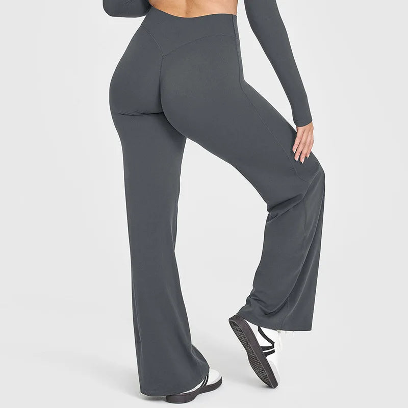 Buttery Soft Cream Yellow Women's Yoga Pants Breathable High Waist Straight-Leg Casual Loose Fit Sports Trousers