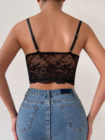 Women's classic black lace cropped camisole top, sexy and stylish bra camisole, adjustable straps, can be worn alone or as an in