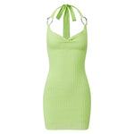 Women Bodycon Dress Dress Sequined Knitted Halter MiniDesses Party Club Sparkly Sexy Streetwear Female Slim Fit Backless Dress