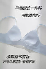 Sexy Kawaii Checkered Bralette Small Bust Lift Japanese Style Anti-Sagging Wirefree Pure Cotton Set Breathable Comfort Bra S-XL