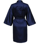Wedding Party Team Bride Robe With Black Letters Kimono Satin Pajamas Bridesmaid Bathrobe SP033