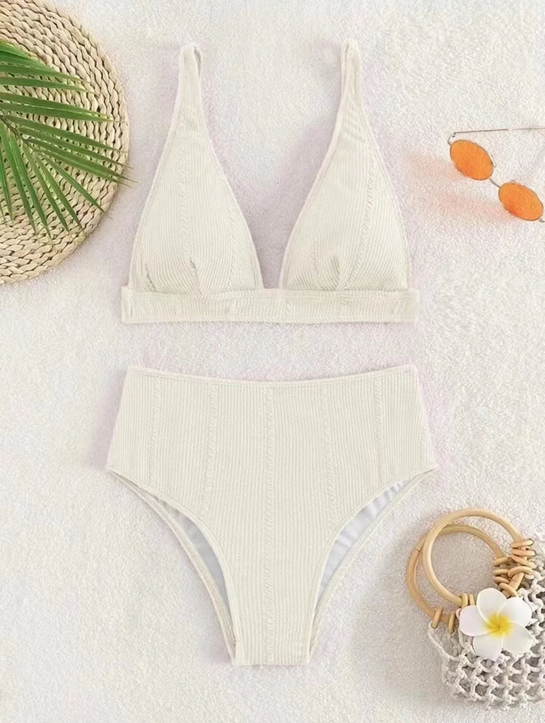Sexy High Waisted Bikini 2025 Women Swimsuit Two Piece Swimwear Female White Bikinis SetSwim Bathing Suits Brazilian Biquini